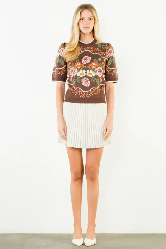 FLORAL PRINT KNITTED TOP
