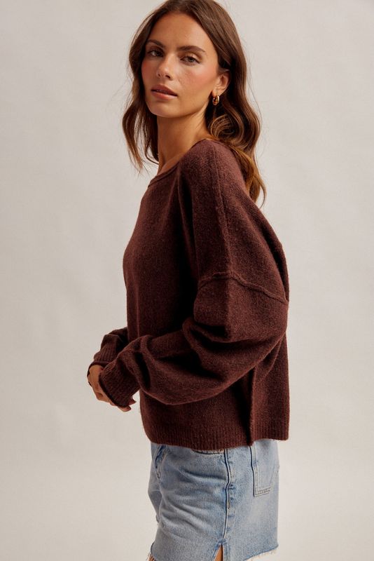 ROLL EDGE CASHMERE TOUCH SWEATER