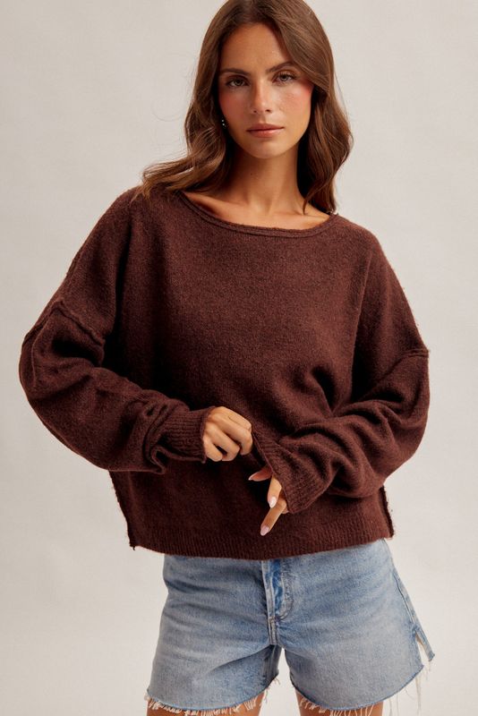 ROLL EDGE CASHMERE TOUCH SWEATER