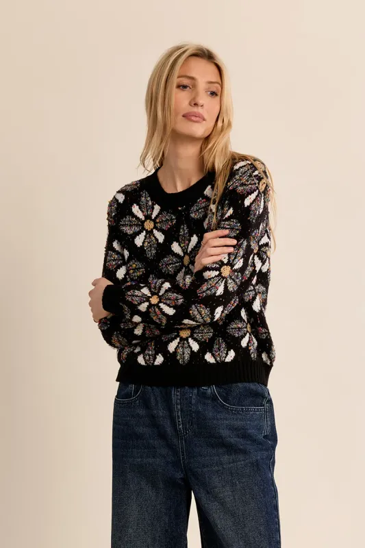 KNITTED SWEATER WITH FLORAL PRINT