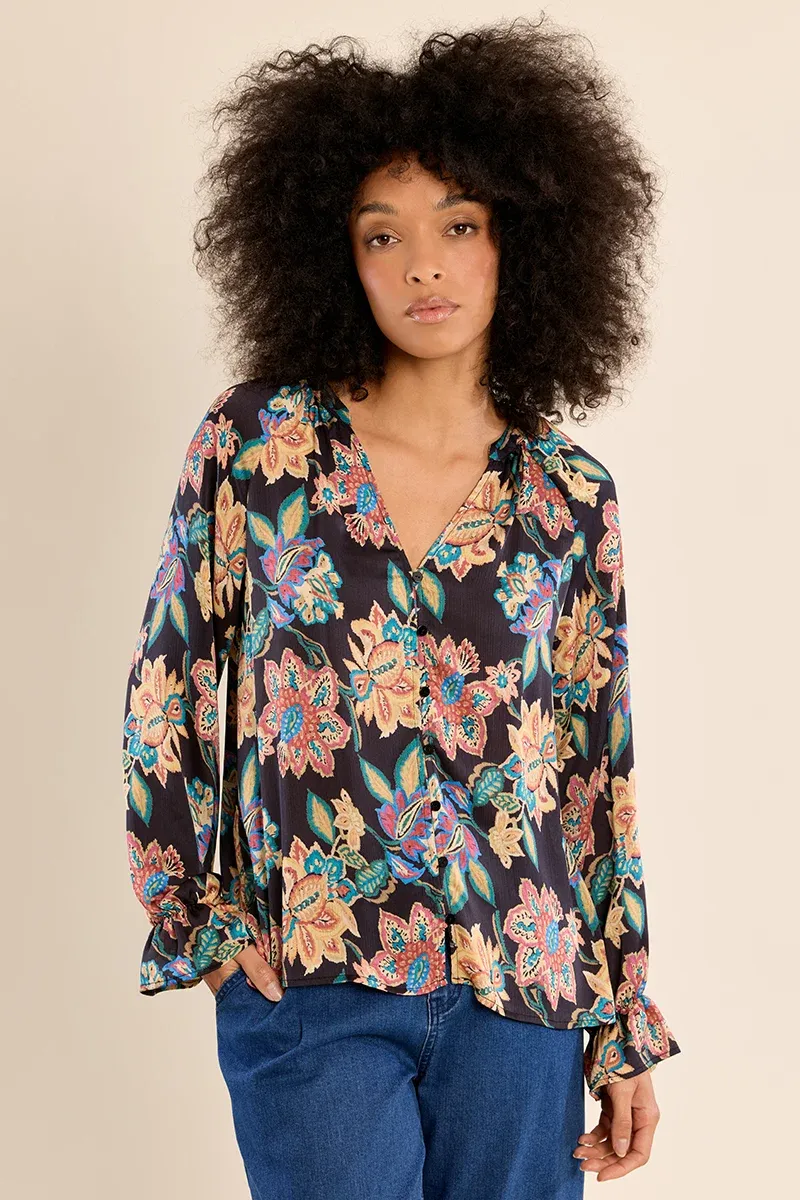 STRAIGHT BLOUSE, FLORAL PATTERN