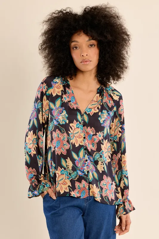 STRAIGHT BLOUSE, FLORAL PATTERN