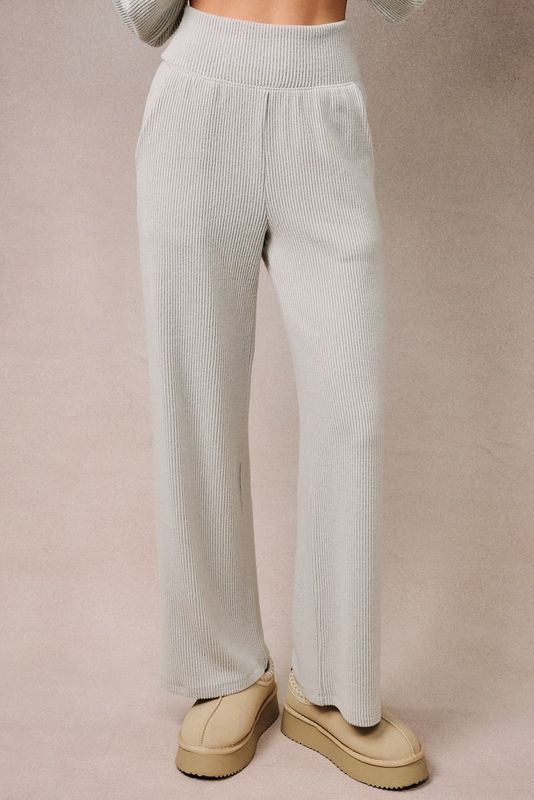 PATCH POCKET RIBBED WIDE LEG PANTS