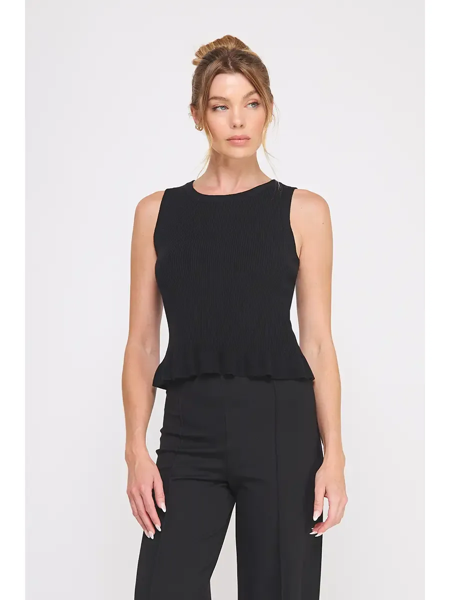 SOFT RIB KNIT PEPLUM TANK