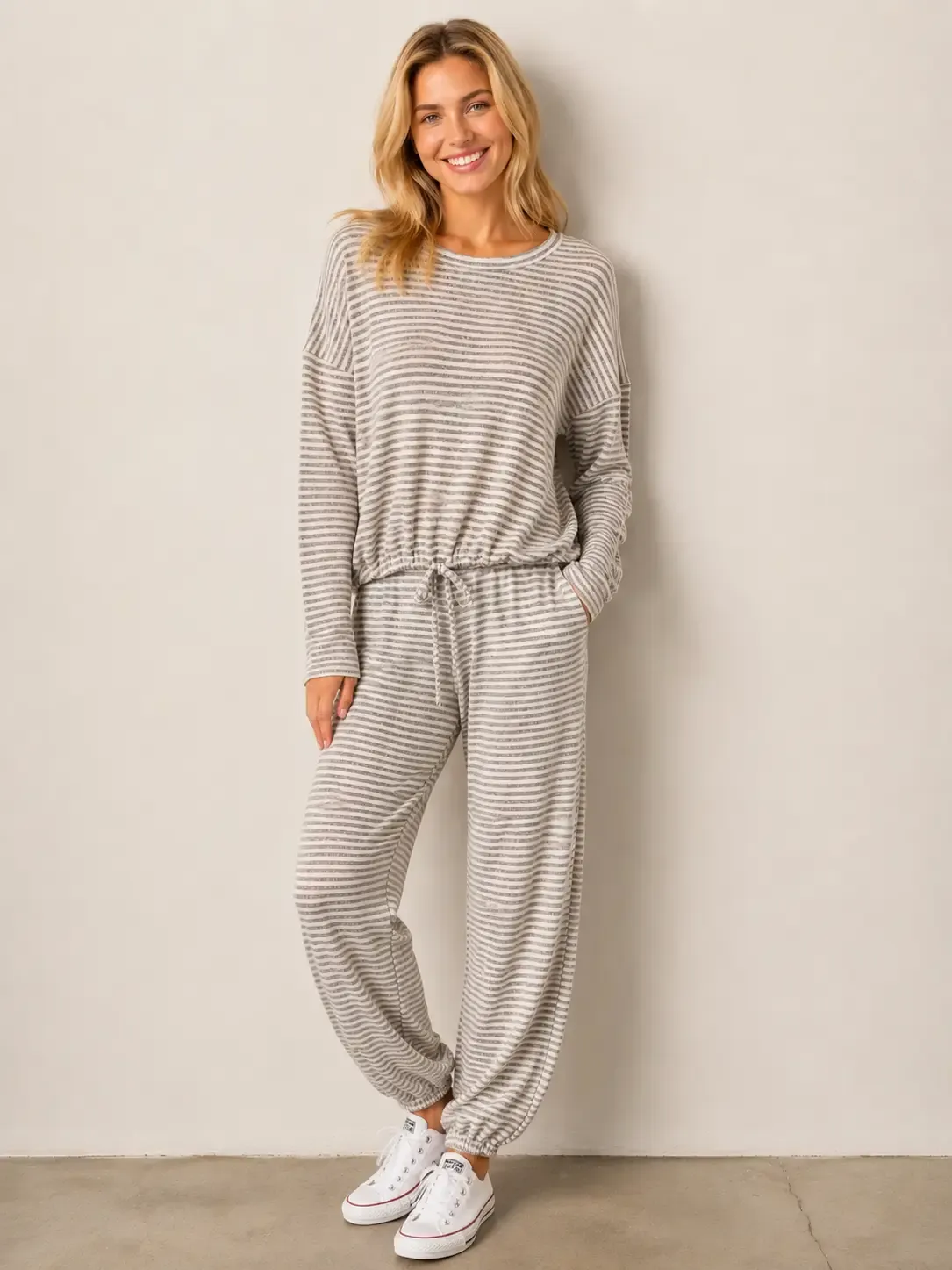 BRUSHED STRIPE COMFY PANTS