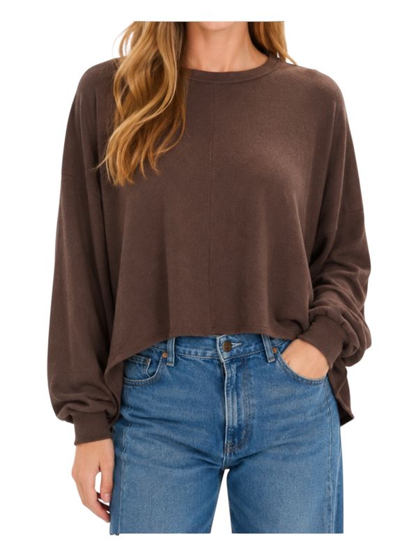 KIM| L/S OVERSIZED CREPE HACCI TOP