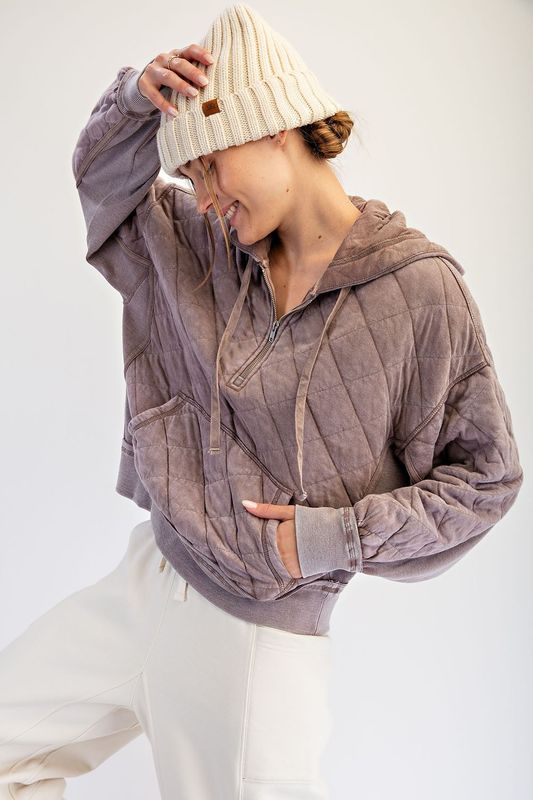 PUFF QUILT QUARTER ZIP HOODIE