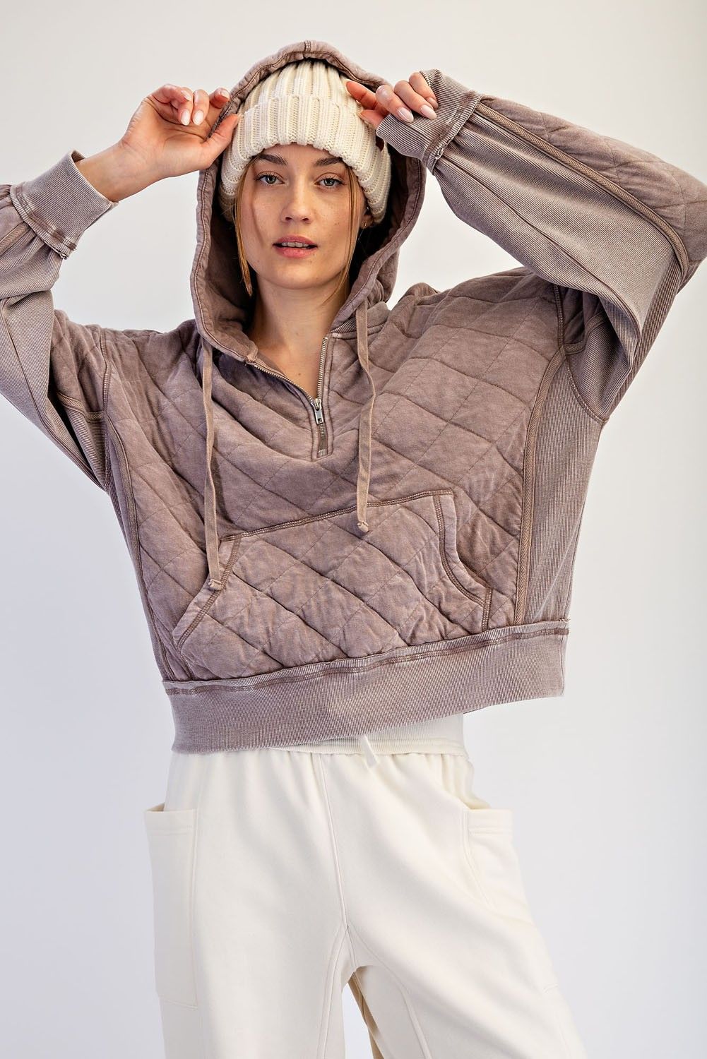 PUFF QUILT QUARTER ZIP HOODIE
