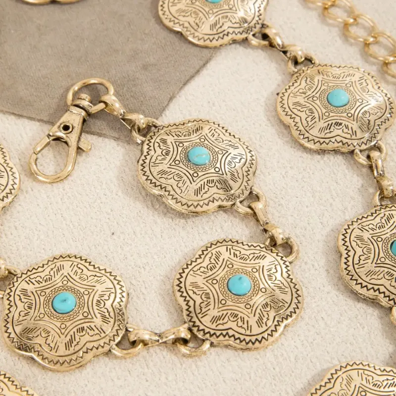 FLORAL DISC WESTERN CHAIN BELT