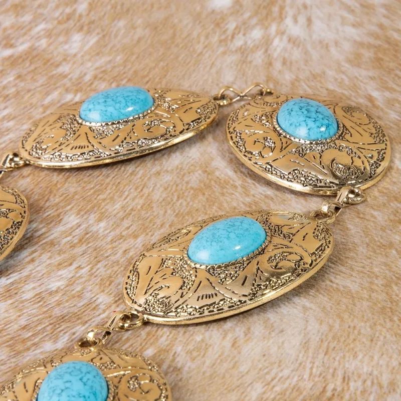 OVAL STONE WESTERN CHAIN BELT