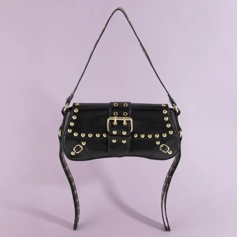 STUDDED GROMMET SHOULDER BAG