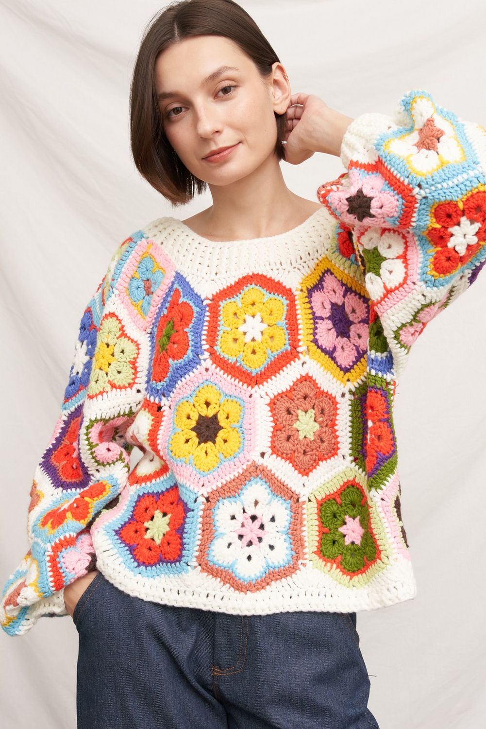 GRANNY SQUARE CROCHET SWEATER