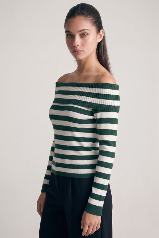 OFF SHOULDER STRIPE TOP