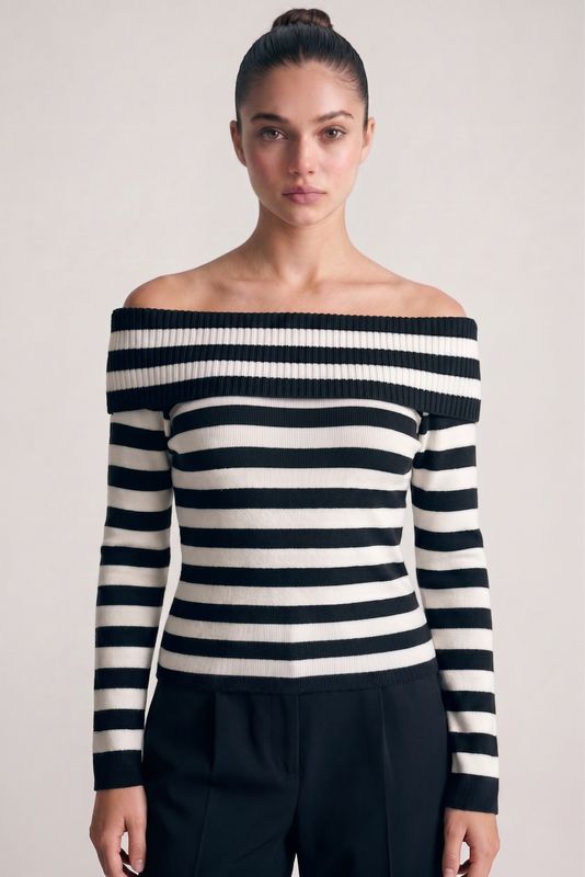 OFF SHOULDER STRIPE TOP