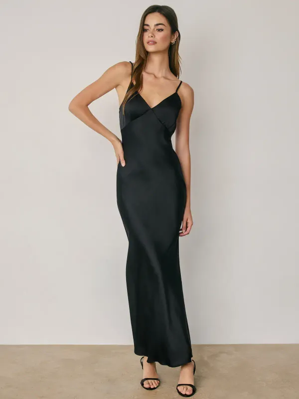 SATIN CHEVRON SEAM OPEN BACK