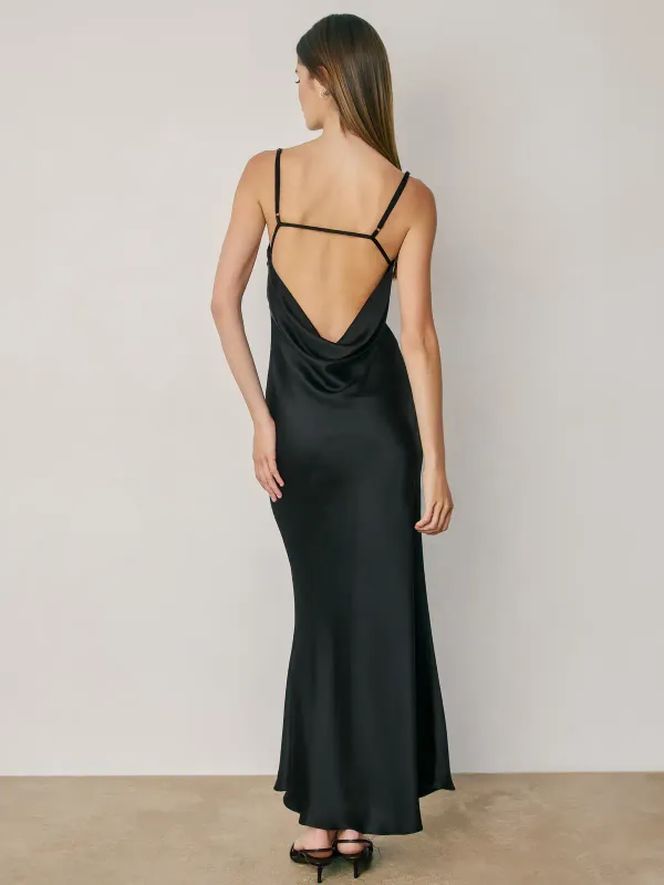 SATIN CHEVRON SEAM OPEN BACK