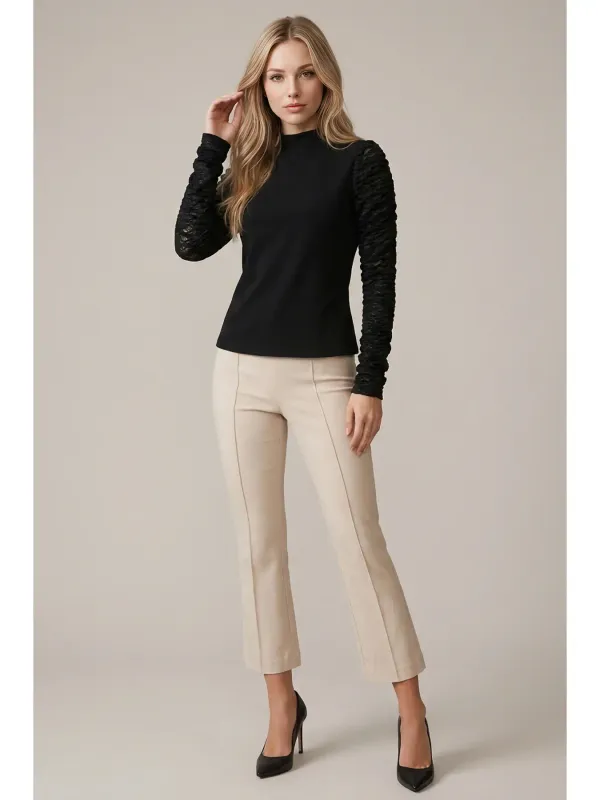 BRUSHED MODAL LACED SLEEVE TOP