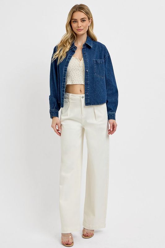 OVERISZED CROPPED DENIM SHIRT