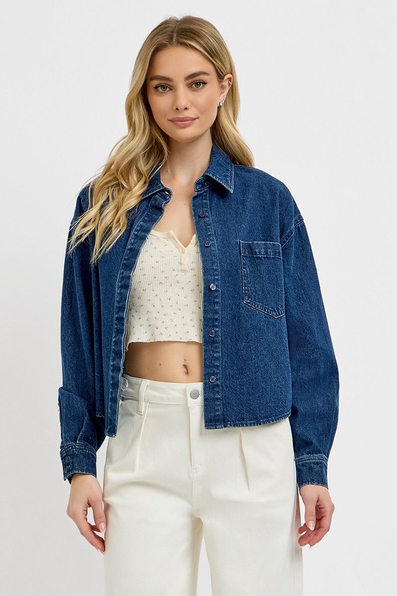 OVERISZED CROPPED DENIM SHIRT