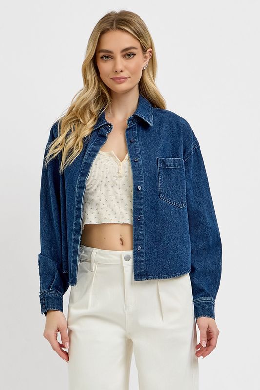 OVERISZED CROPPED DENIM SHIRT