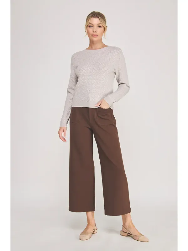 POINTELLE SCALLOP SWEATER KNIT TOP