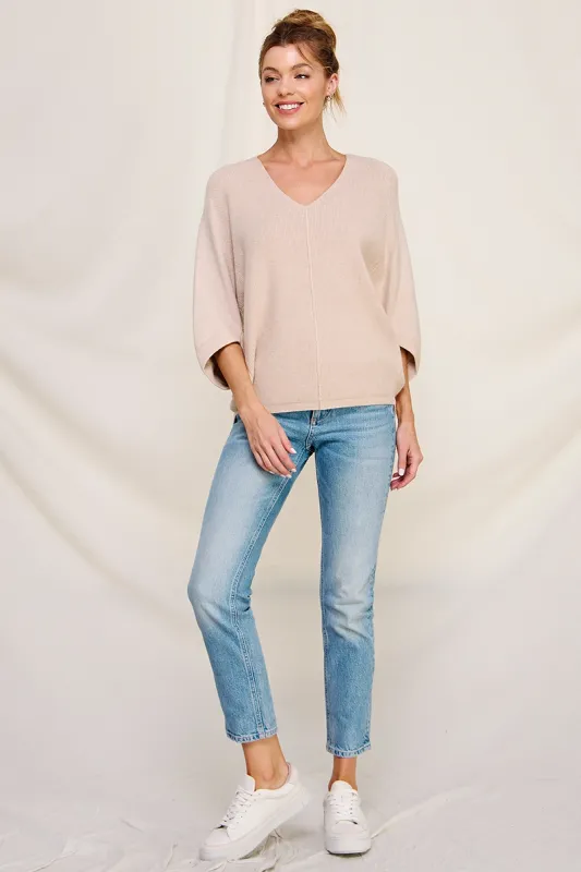 ELBOW SLV MIXED TEXTURED SWEATER