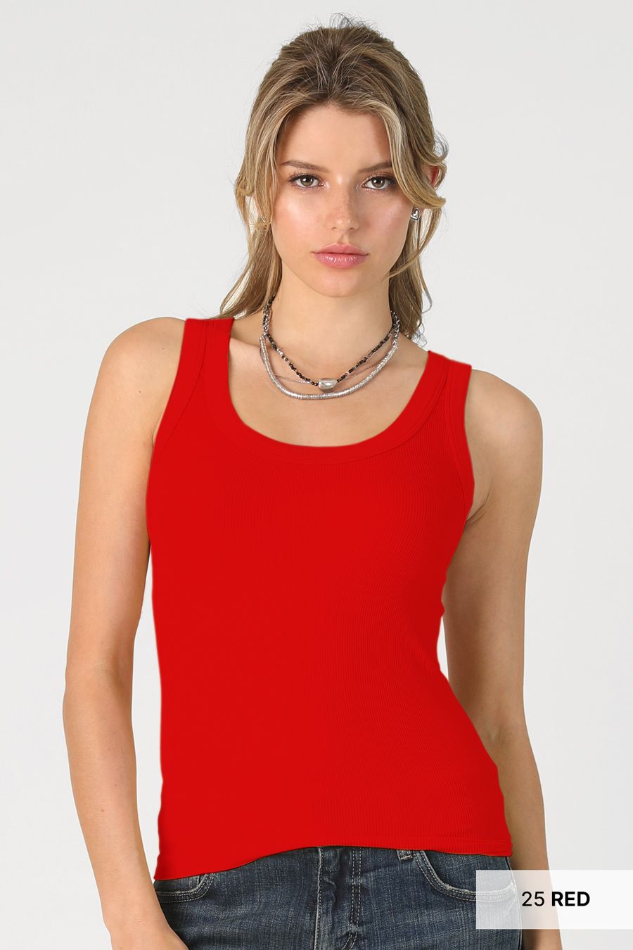 REVERSIBLE RIBBED TANK, Color: RED, Size: ONE SIZE