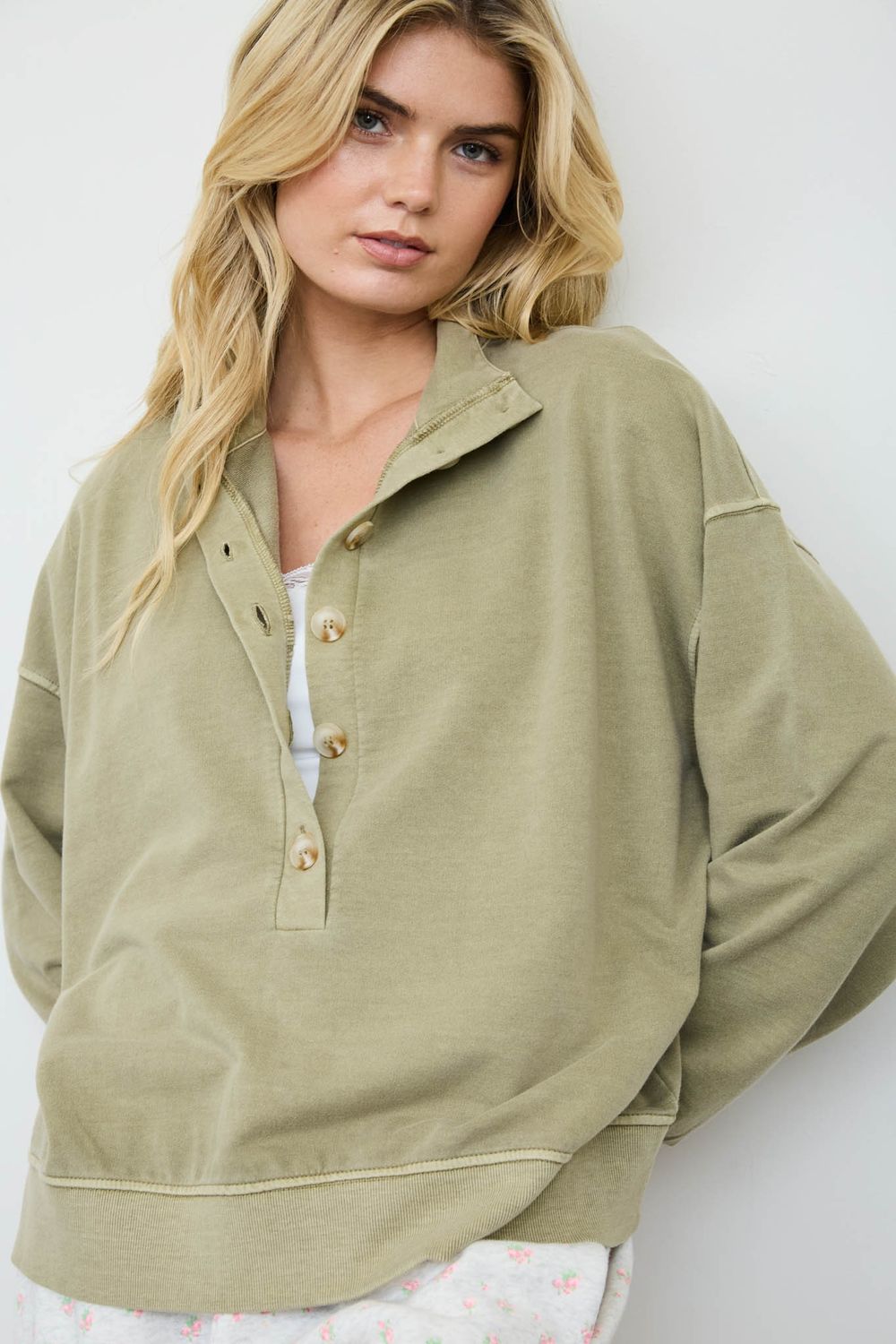 MOCK NECK HENLEY L/S KNIT TOP