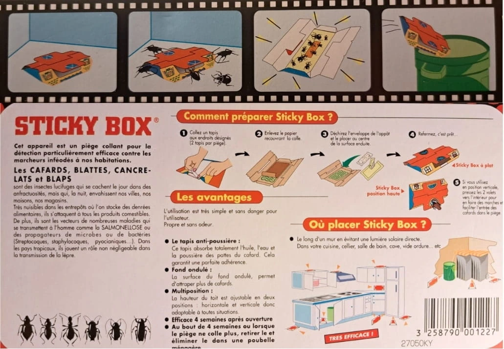 Pièges à cafards avec attractif alimentaire - Boîte de 5