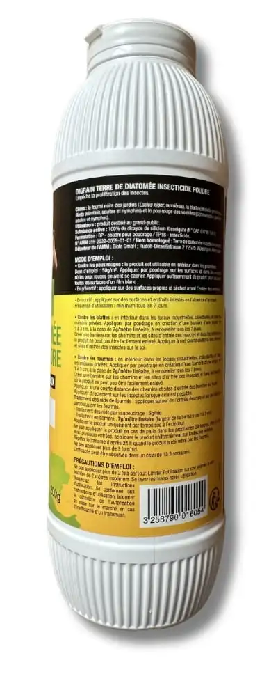 Terre de diatomée anti-insectes - Flacon poudreur 200g