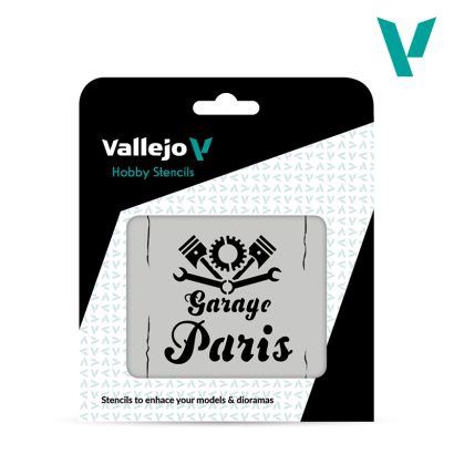 Vallejo Stencils lettering effects vintage garage sign