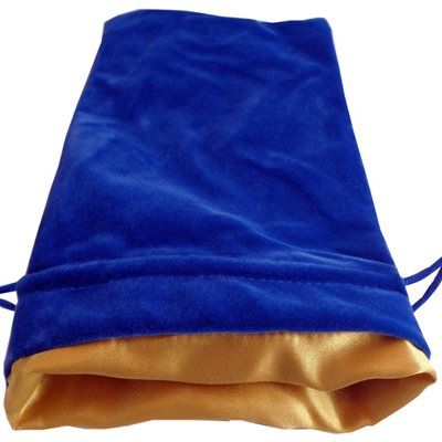Dice Bag: Large Velvet Dice Bag: Blue w/ Gold Satin