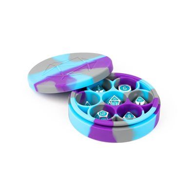 Dice Case: Silicone Round: Purple/Gray/Light Blue