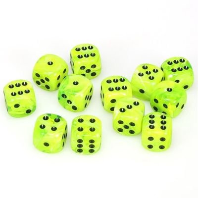 Dice: 12x D6: 16 mm: Vortex: Bright Green/Black