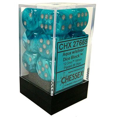 Dice: 12x D6: Cirrus: Aqua/Silver