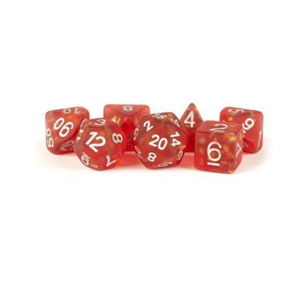 Dice: 7 pc: 16 mm: Resin: Icy Opal Red