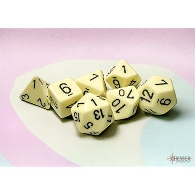 Dice: 7 pc: Opaque Pastel: YellowithBlack