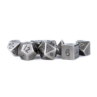 Dice: 7 pc: 16 mm: Metal: Antique Silver