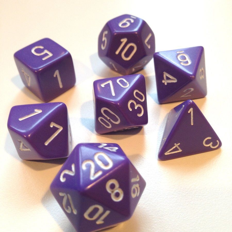 Dice: 7 pc: Opaque: Purple / White