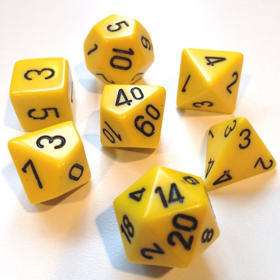 Dice: 7 pc: Opaque: Yellow / Black