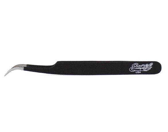 4.5" Slant Pointed Tweezers Black