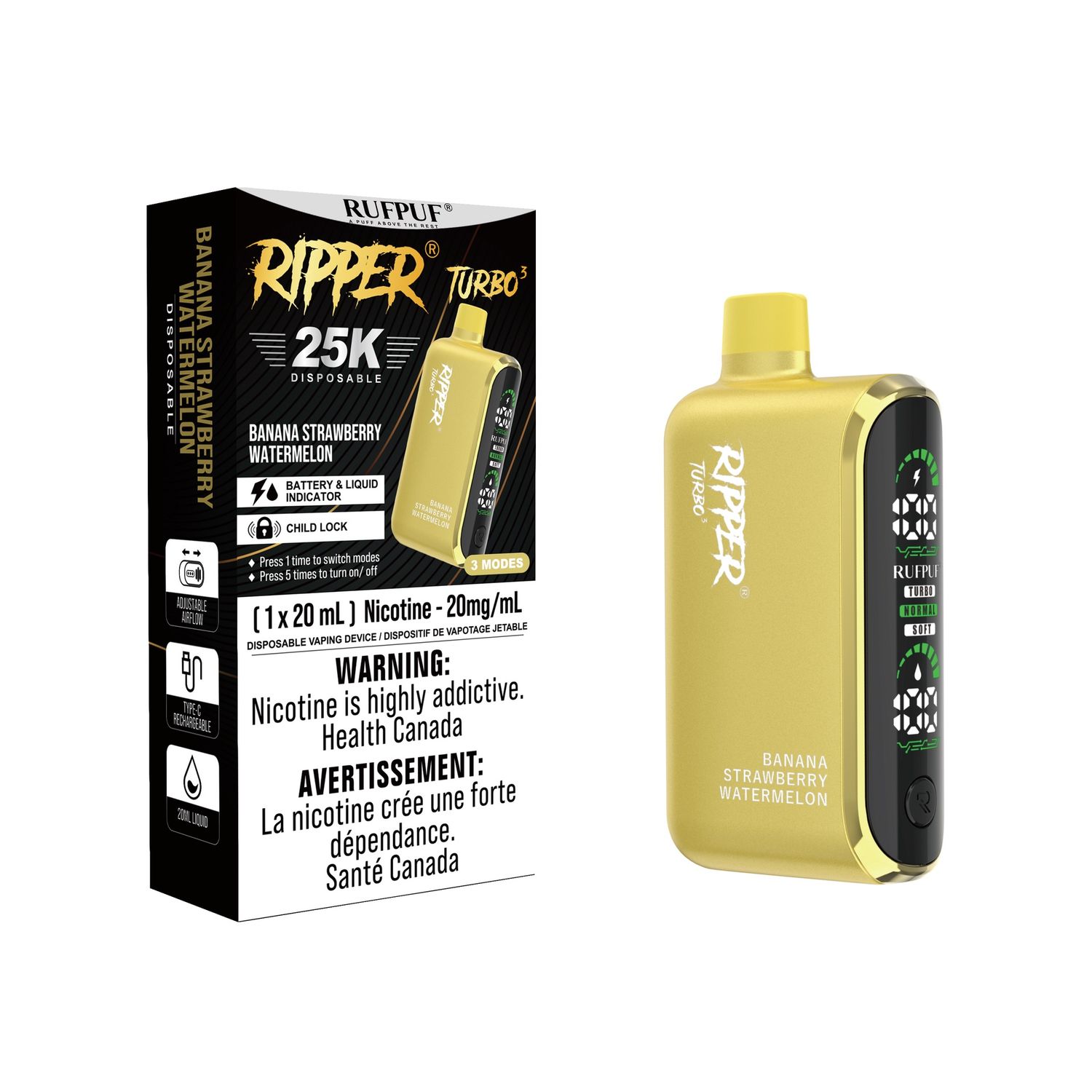 Ripper T3 (Discontinued), Flavour: Banana Strawberry Watermelon