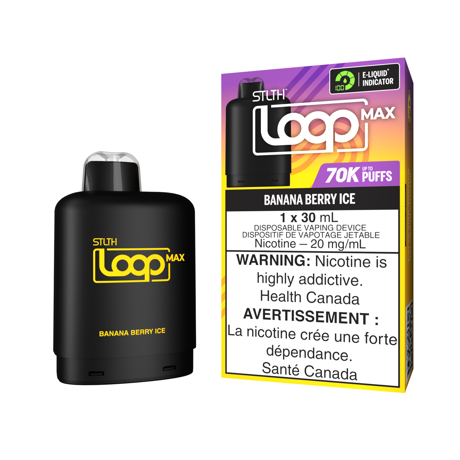 STLTH Loop Max Pods, Flavour: Banana Berry Ice
