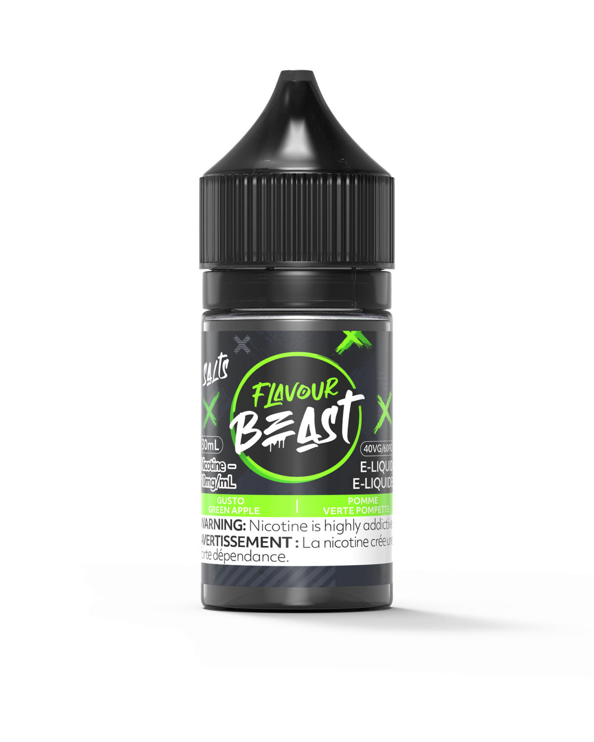 Gusto Green Apple Salts 30ml, Nicotine Strength: 10mg