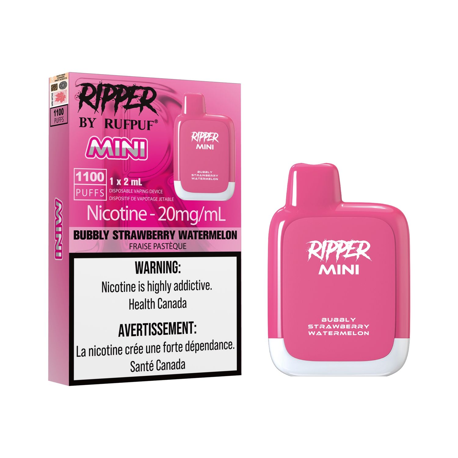 Ripper Mini 1100, Flavour: Bubbly Strawberry Watermelon