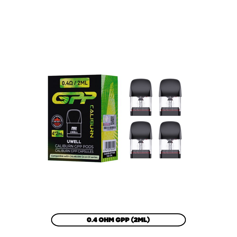 Caliburn GPP Pods (4 Pack) 2ML, Resistance: 0.4
