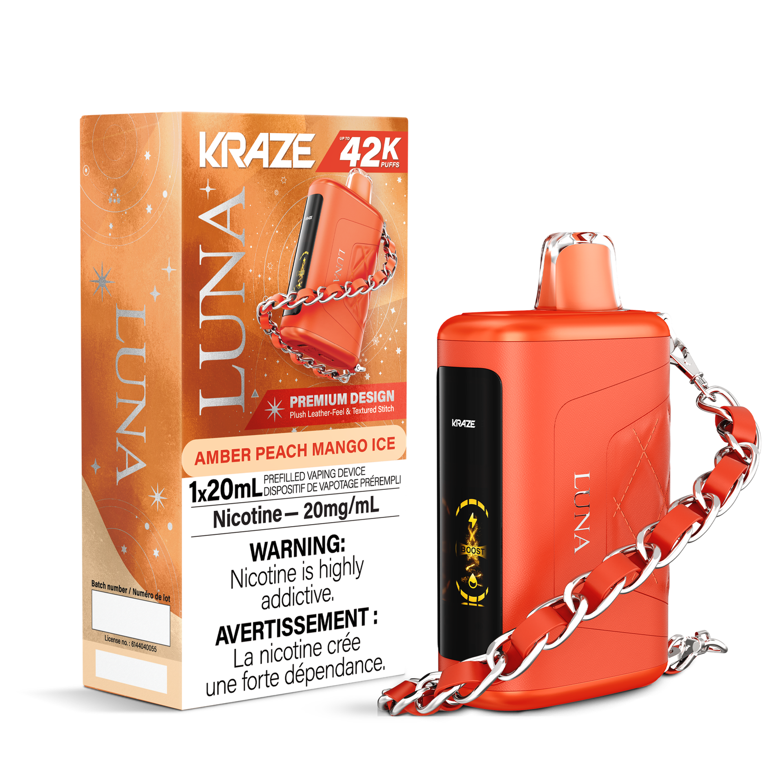 Kraze Luna, Flavour: Amber Peach Mango Ice
