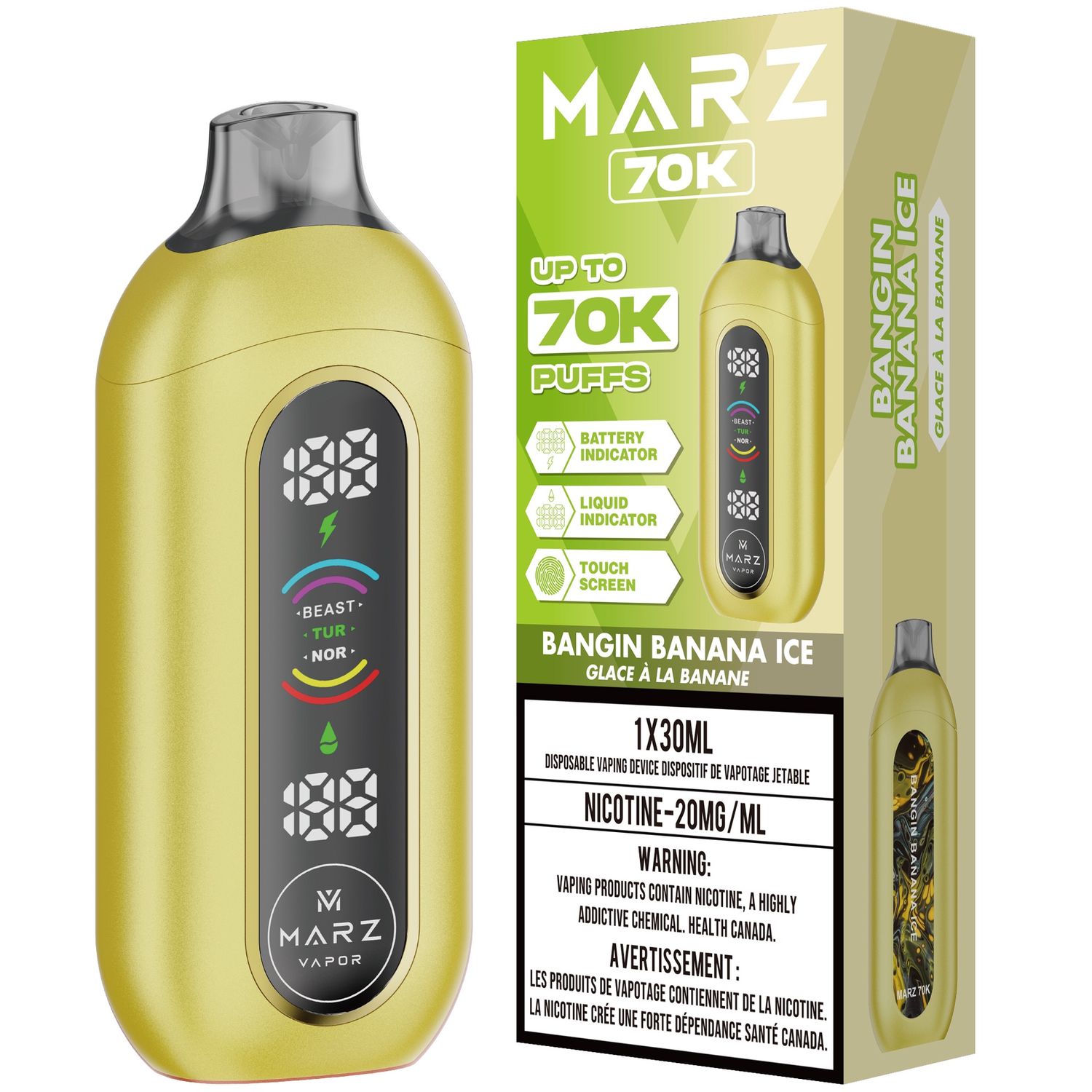 Marz 70K, Flavour: Bangin Banana Ice