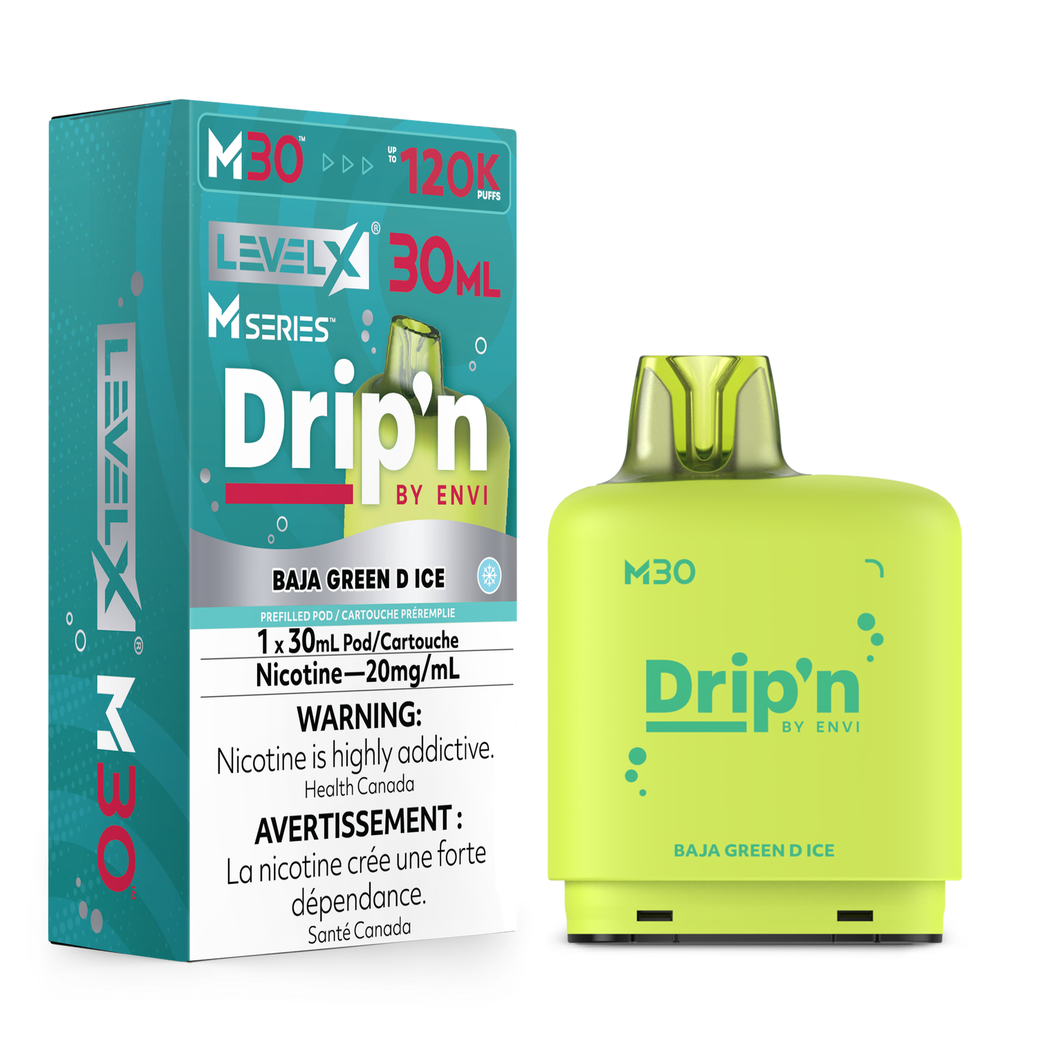 LeveL X M Series Pods 30ml, Flavour: Baja Green D Ice