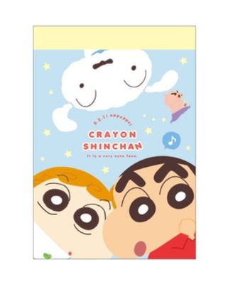 Japan Crayon Shin-chan Mini Notepad - Shinnosuke Nohara &amp; Shiro &amp; Sister / Blue